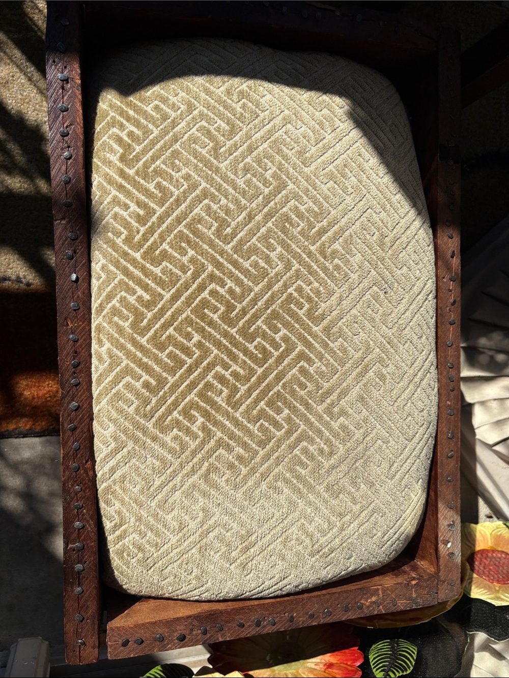 Antique Beige Upholstered Home Office Chair Seat